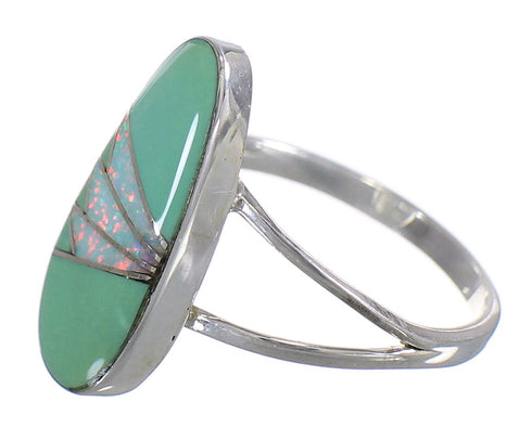Turquoise Opal Inlay Genuine Sterling Silver Ring Size 5-1/2 RX83205